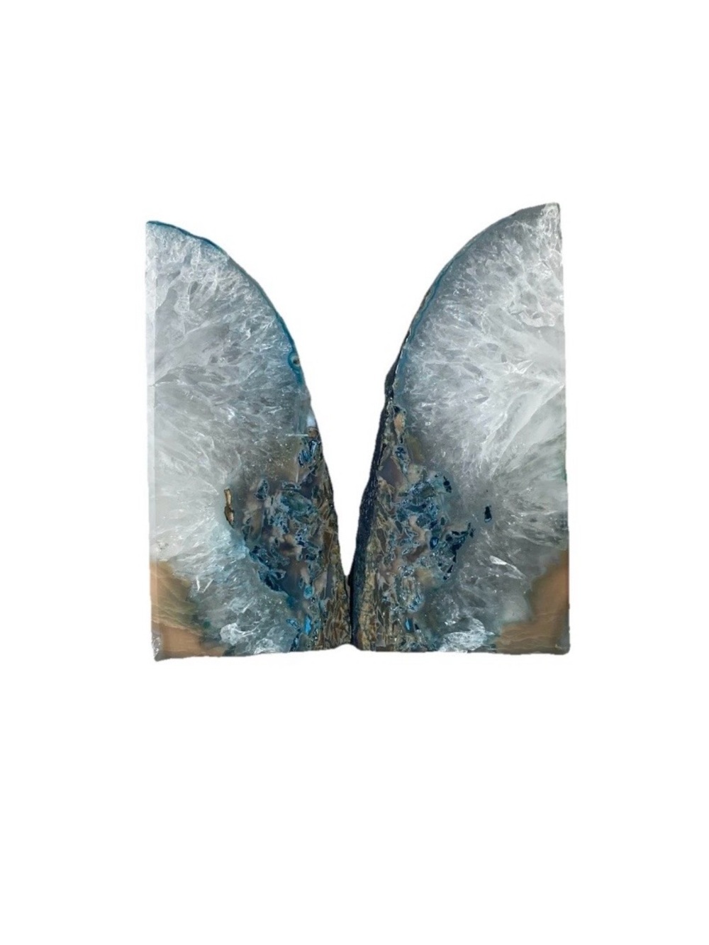 Blue Agate Geode Bookends - Decorative Home Art